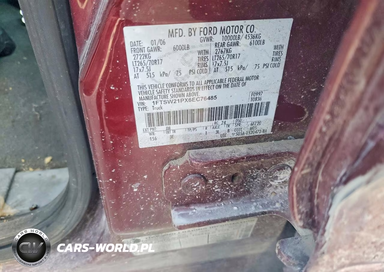 2006 Ford F250 Super Duty VIN:1FTSW21PX6EC76485 - 12