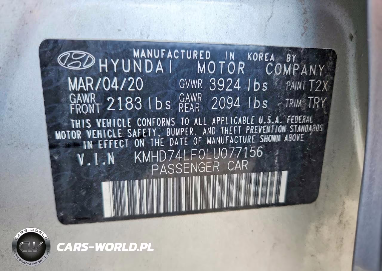 2020 Hyundai Elantra Se VIN:KMHD74LF0LU077156 - 12