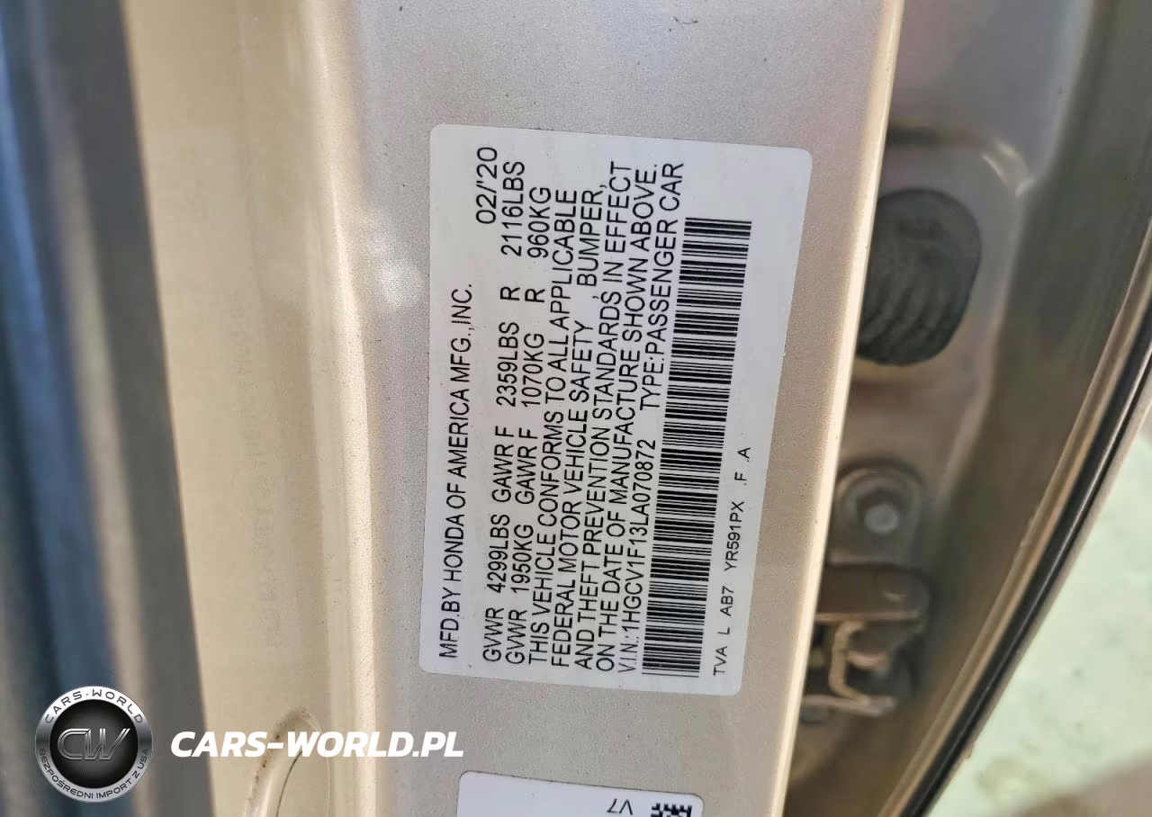 2020 Honda Accord Lx VIN:1HGCV1F13LA070872 - 12