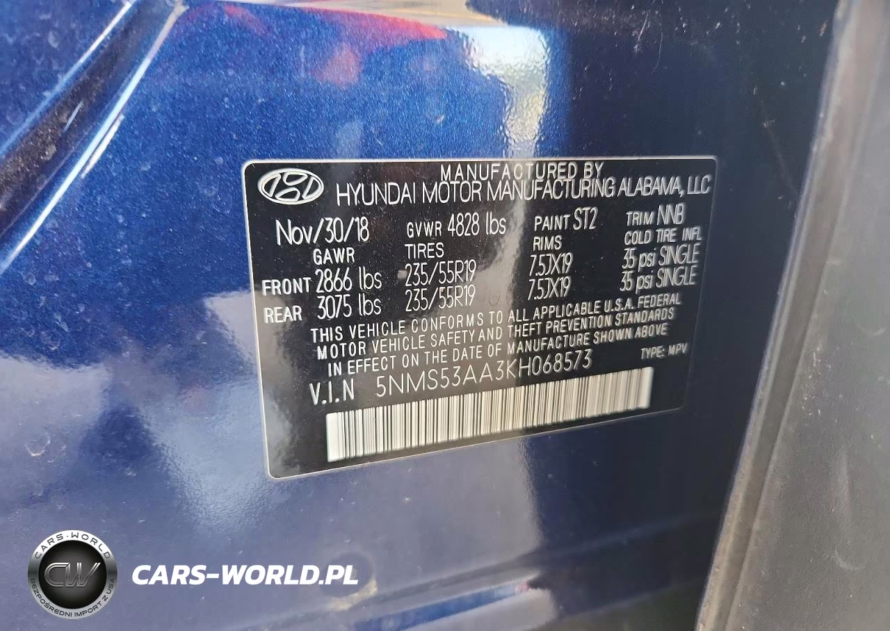 2019 Hyundai Santa Fe Ultimate 2.0T VIN:5NMS53AA3KH068573 - 12