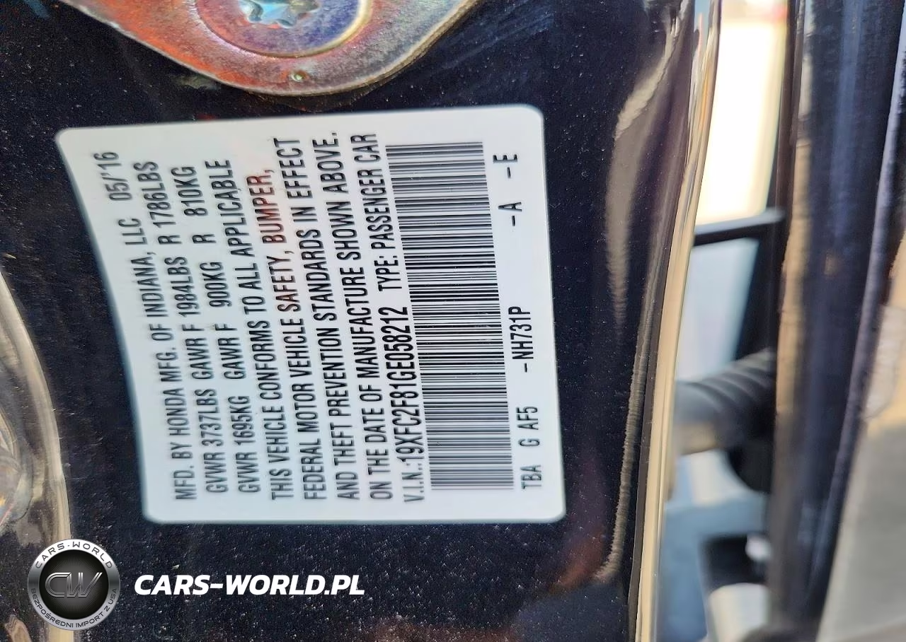 2016 Honda Civic Ex VIN:19XFC2F81GE058212 - 12