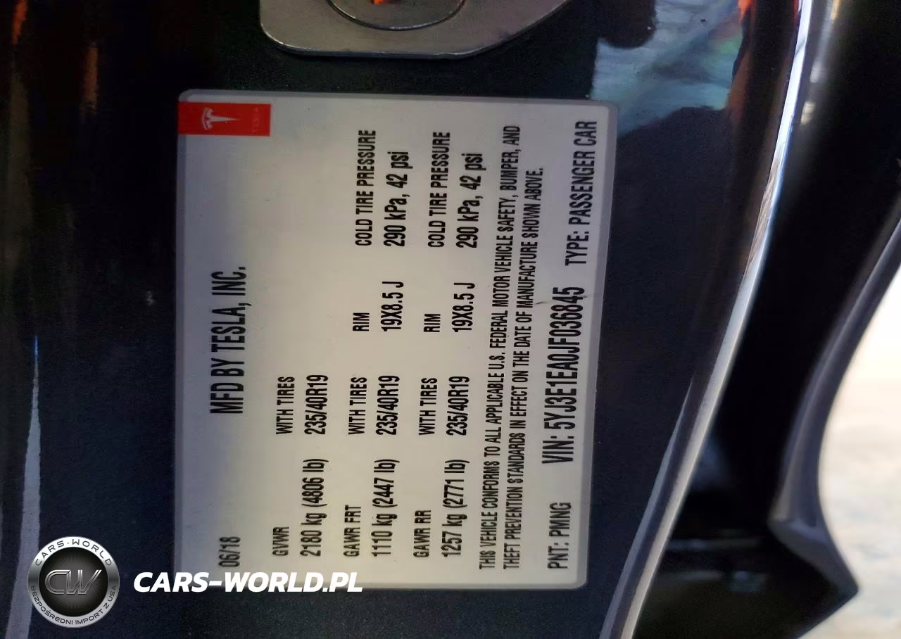 2018 Tesla Model 3 VIN:5YJ3E1EA0JF036845 - 12