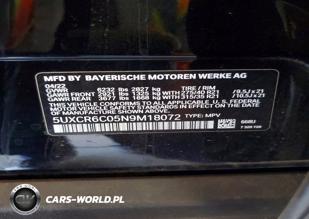 2022 BMW X5 xDrive40I VIN:5UXCR6C05N9M18072 - 14
