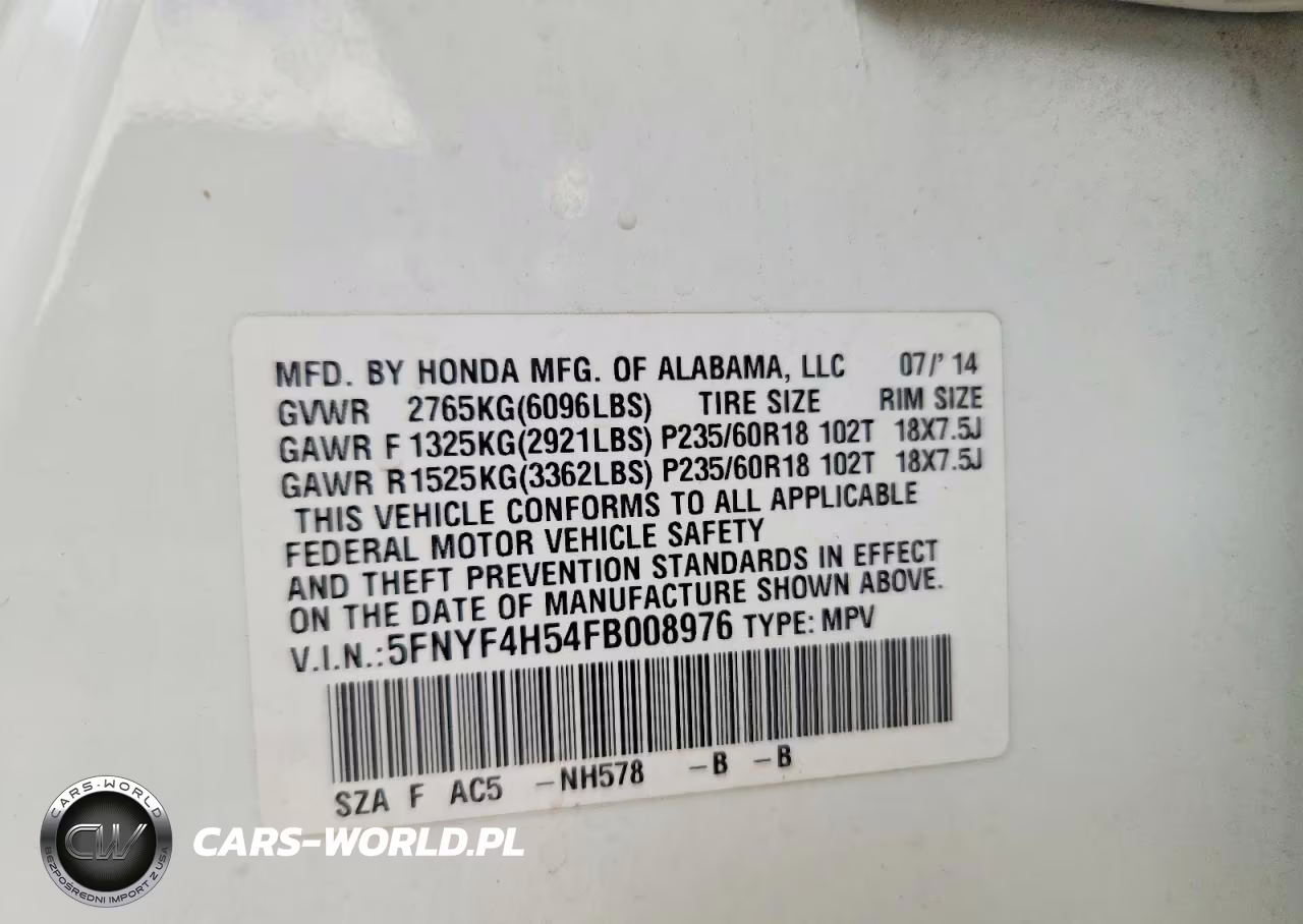 2015 Honda Pilot Exl VIN:5FNYF4H54FB008976 - 13