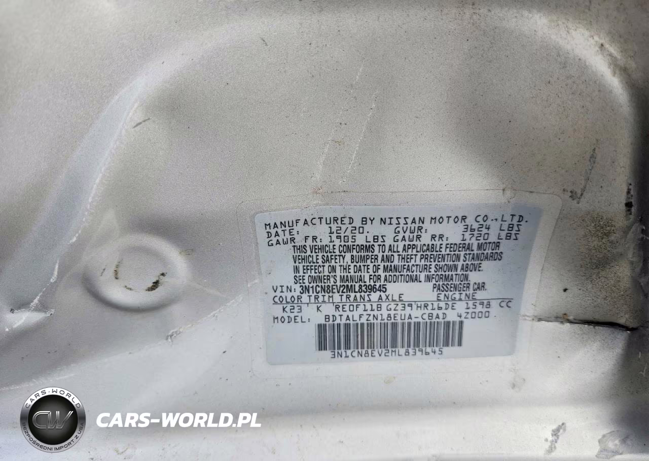 2021 Nissan Versa Sv VIN:3N1CN8EV2ML839645 - 12