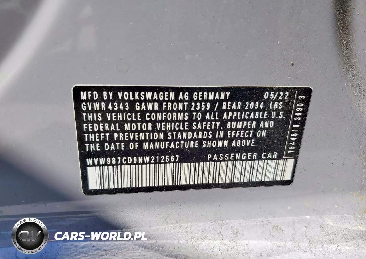 2022 Volkswagen Gti Se VIN:WVW987CD9NW212567 - 12
