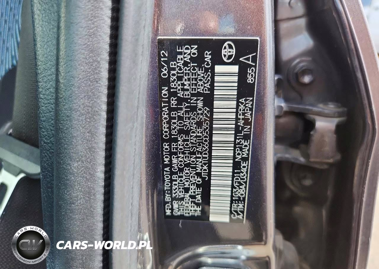 2012 Toyota Yaris 5-Door L VIN:JTDKTUD36CD535729 - 12