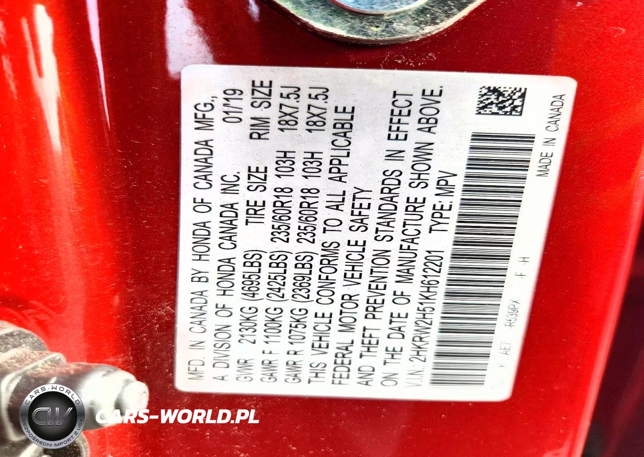 2019 Honda Cr-V Ex VIN:2HKRW2H51KH612201 - 13