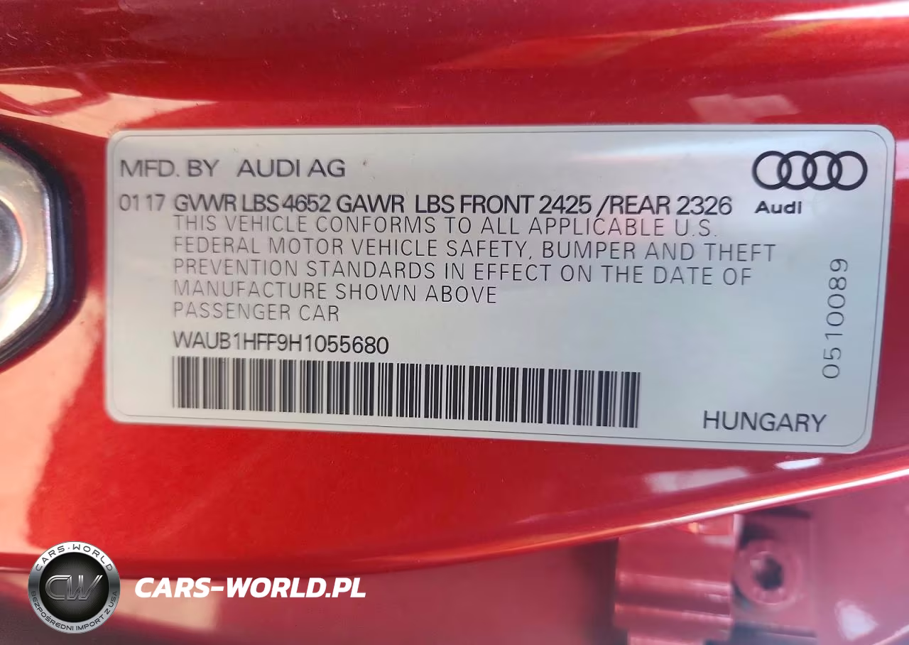 2017 Audi S3 Premium Plus VIN:WAUB1HFF9H1055680 - 12