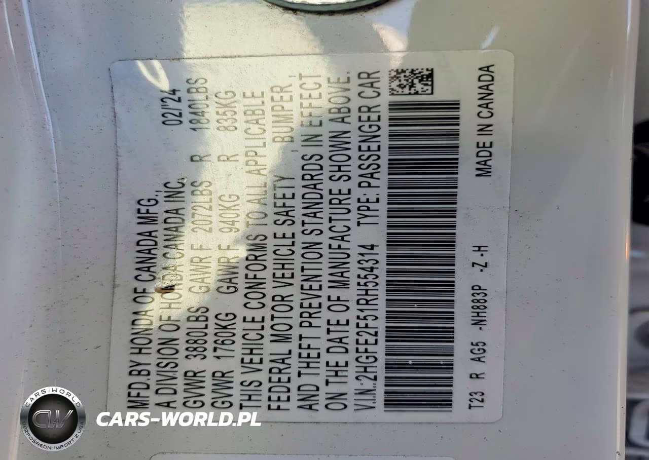 2024 Honda Civic Sport VIN:2HGFE2F51RH554314 - 12