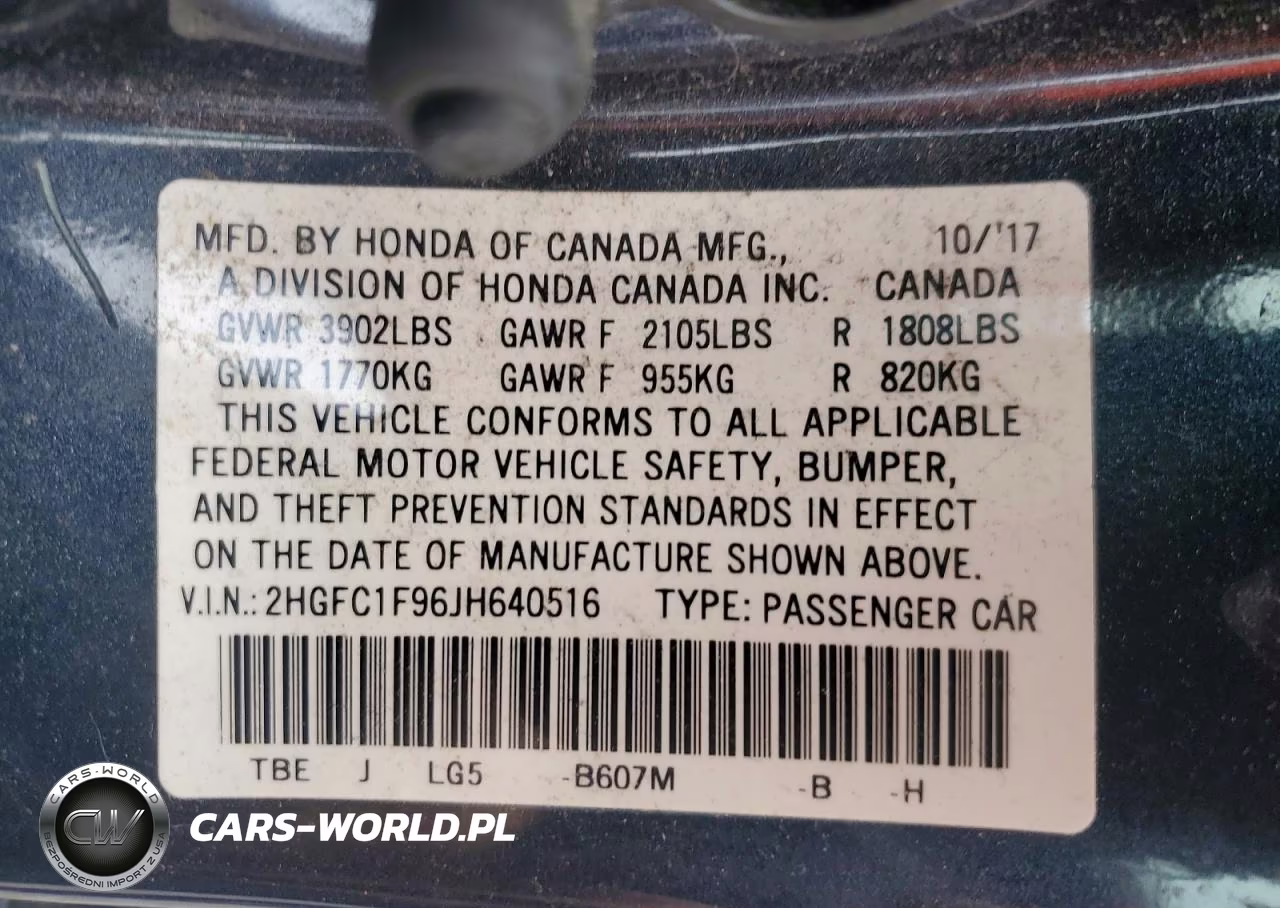 2018 Honda Civic Touring VIN:2HGFC1F96JH640516 - 13