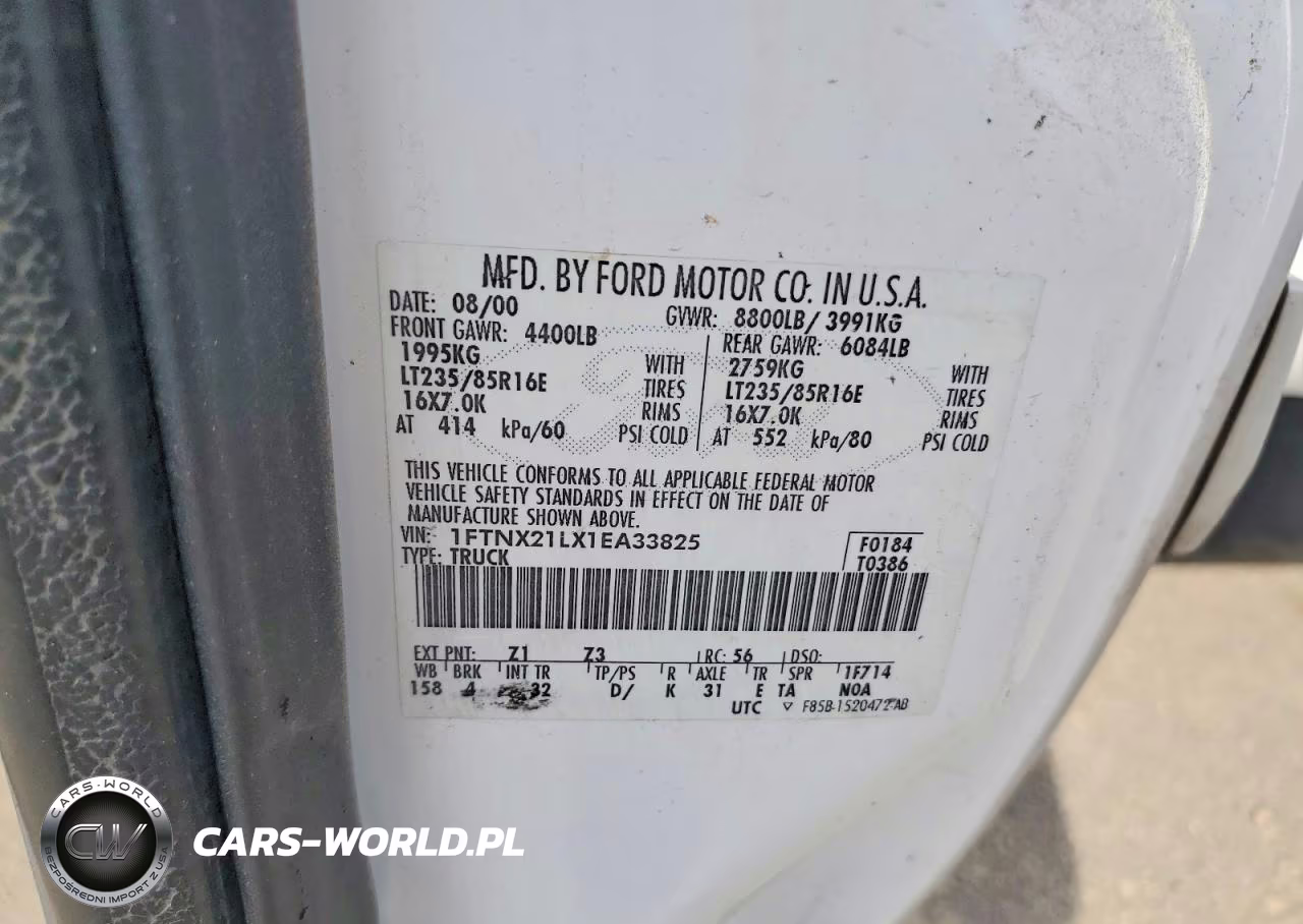 2001 Ford F250 Super Duty VIN:1FTNX21LX1EA33825 - 12