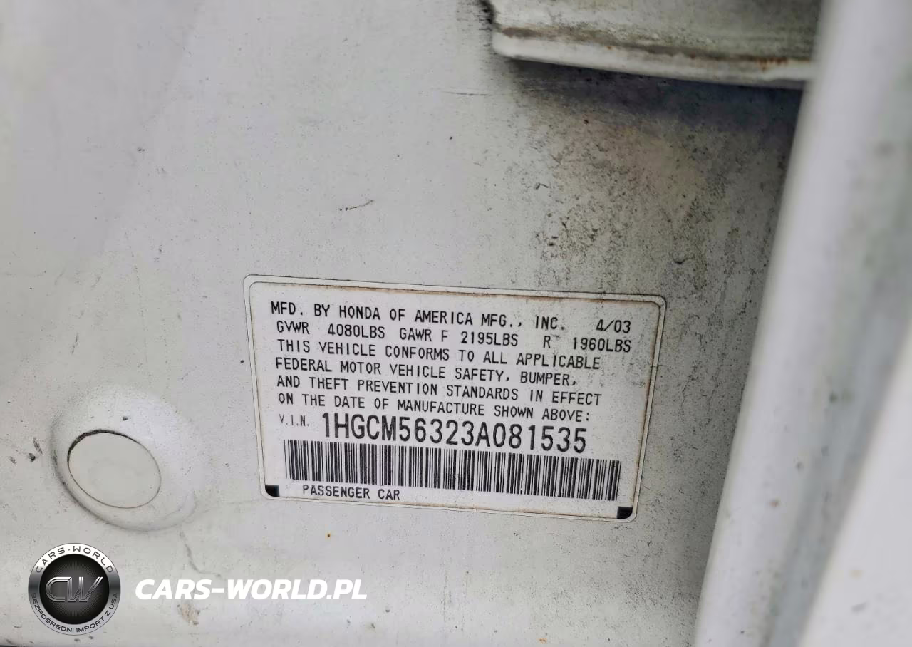 2003 Honda Accord Lx VIN:1HGCM56323A081535 - 12