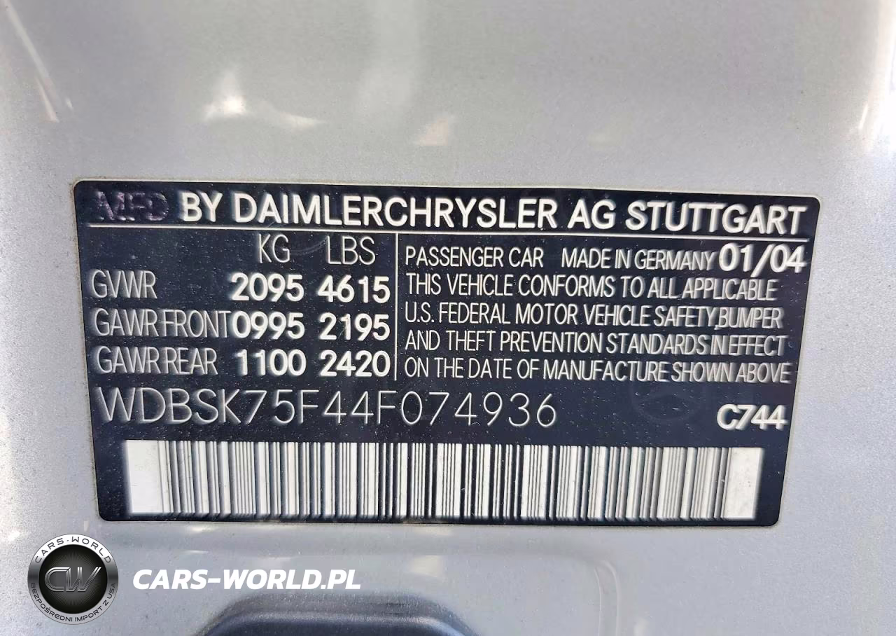 2004 Mercedes-Benz Sl 500 VIN:WDBSK75F44F074936 - 13