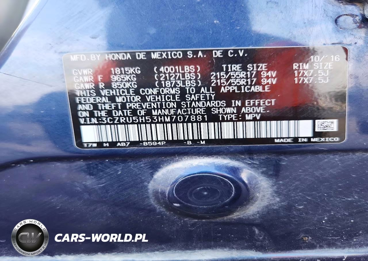 2017 Honda Hr-V Ex VIN:3CZRU5H53HM707881 - 13