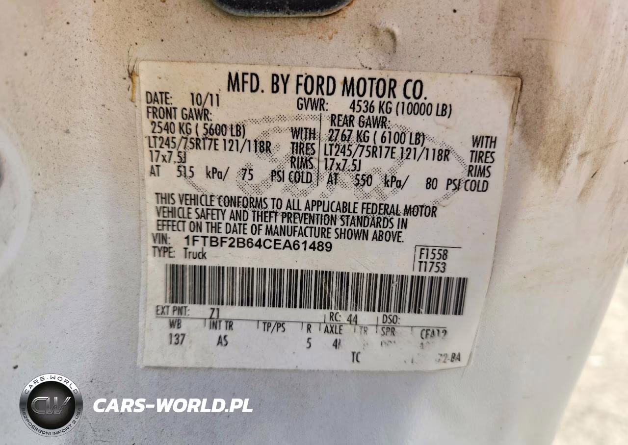 2012 Ford F250 Super Duty VIN:1FTBF2B64CEA61489 - 13