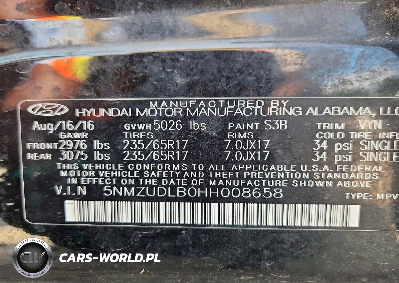 2017 Hyundai Santa Fe Sport 2.4L VIN:5NMZUDLB0HH008658 - 13