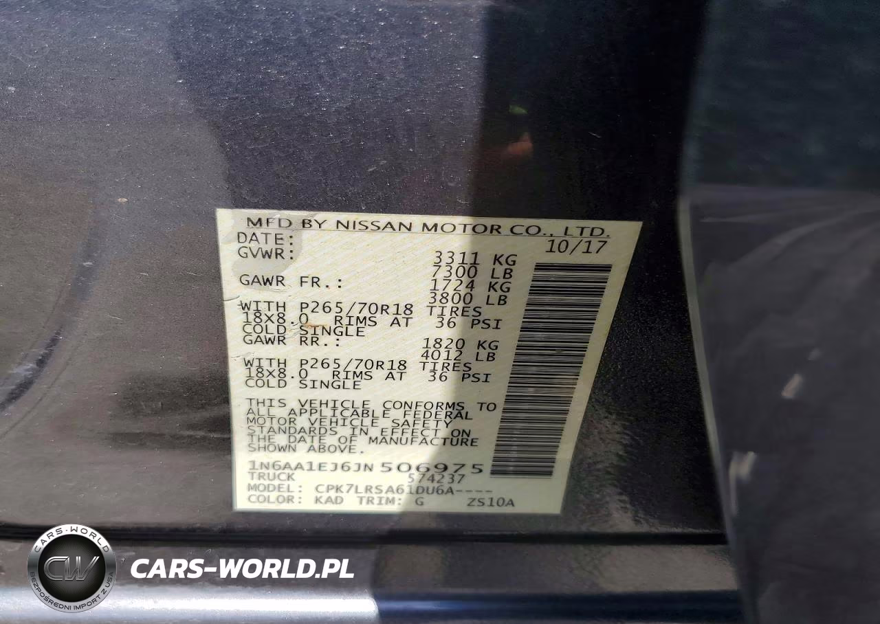 2018 Nissan Titan S VIN:1N6AA1EJ6JN506975 - 12