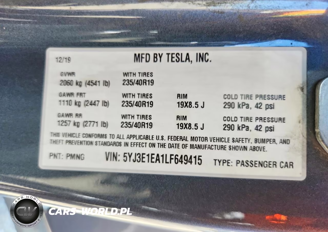 2020 Tesla Model 3 VIN:5YJ3E1EA1LF649415 - 13