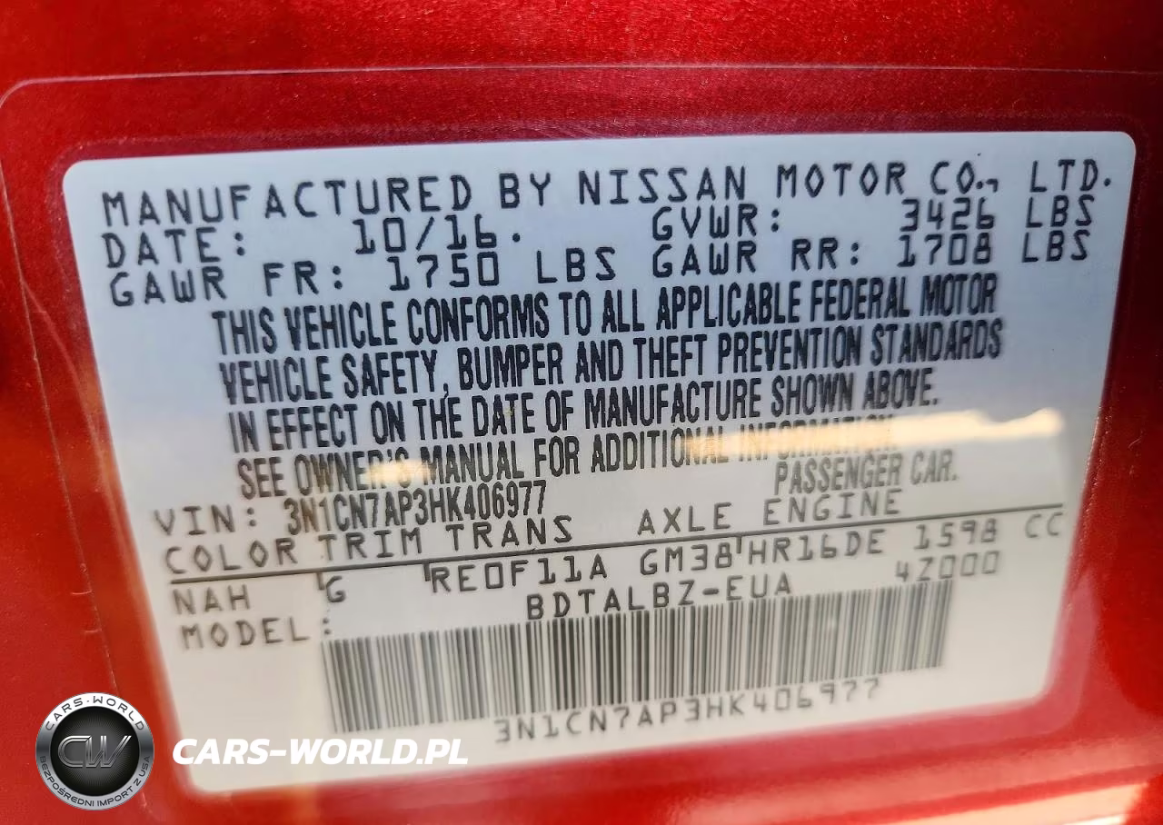 2017 Nissan Versa 1.6 Sv VIN:3N1CN7AP3HK406977 - 12