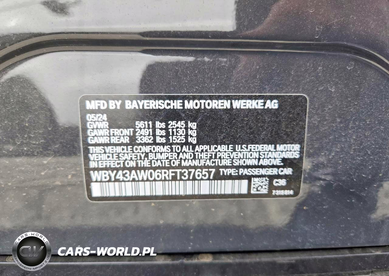 2024 BMW I4 Edrive 35 VIN:WBY43AW06RFT37657 - 12