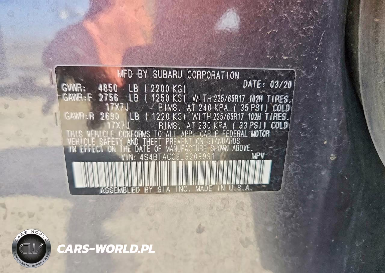 2020 Subaru Outback Premium VIN:4S4BTACC9L3209991 - 14