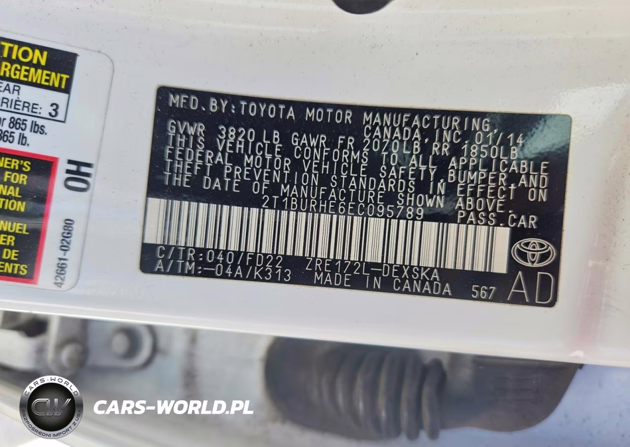 2014 Toyota Corolla S Plus VIN:2T1BURHE6EC095789 - 13
