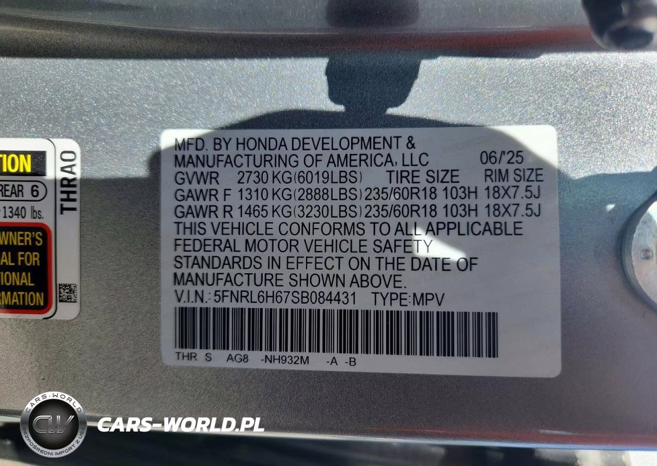 2025 Honda Odyssey Exl VIN:5FNRL6H67SB084431 - 13