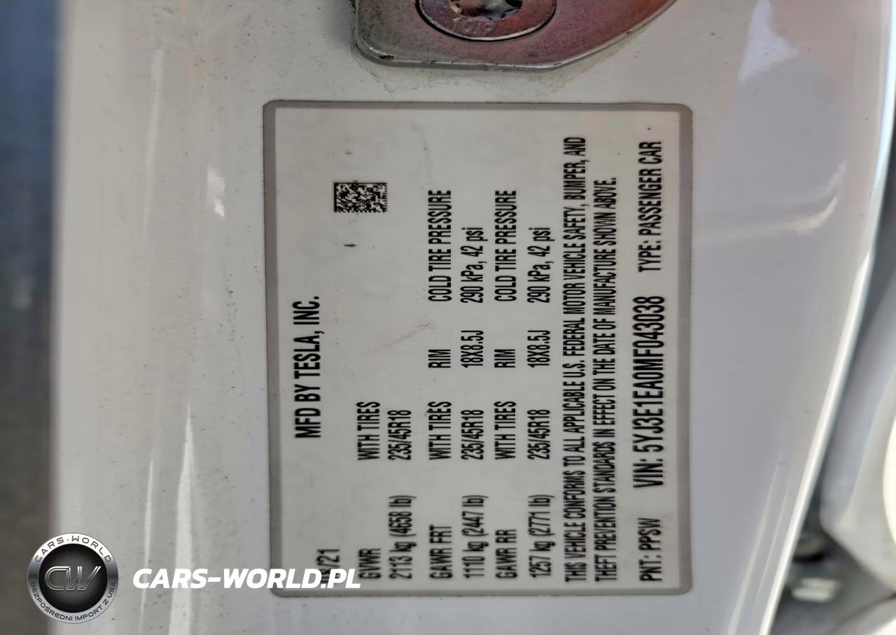 2021 Tesla Model 3 VIN:5YJ3E1EA0MF043038 - 12