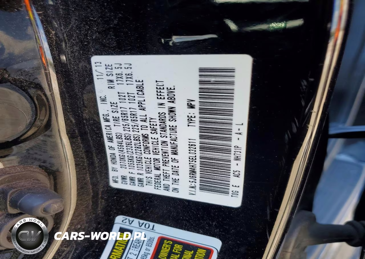 2014 Honda Cr-V Exl VIN:5J6RM4H75EL032611 - 14