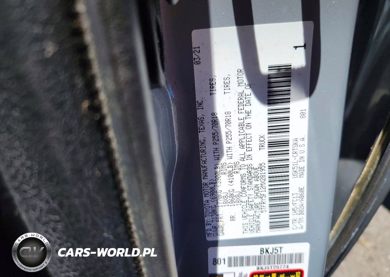 2021 Toyota Tundra Sr5 VIN:5TFRY5F12MX281955 - 12