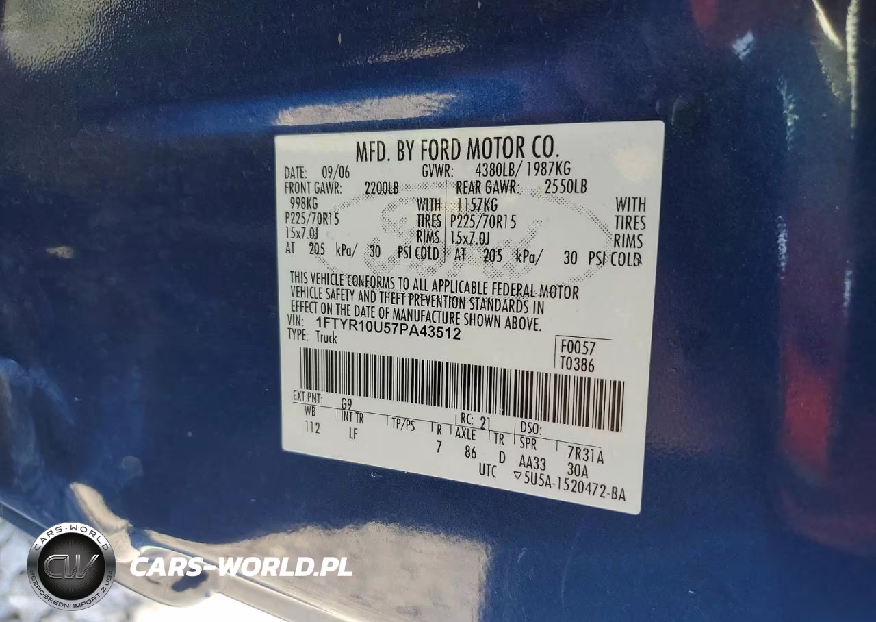 2007 Ford Ranger VIN:1FTYR10U57PA43512 - 12