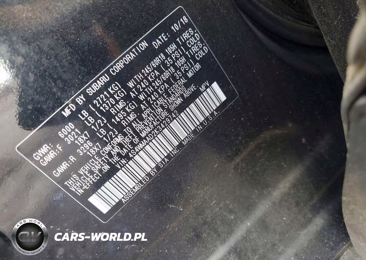 2019 Subaru Ascent VIN:4S4WMAAD2K3429742 - 12
