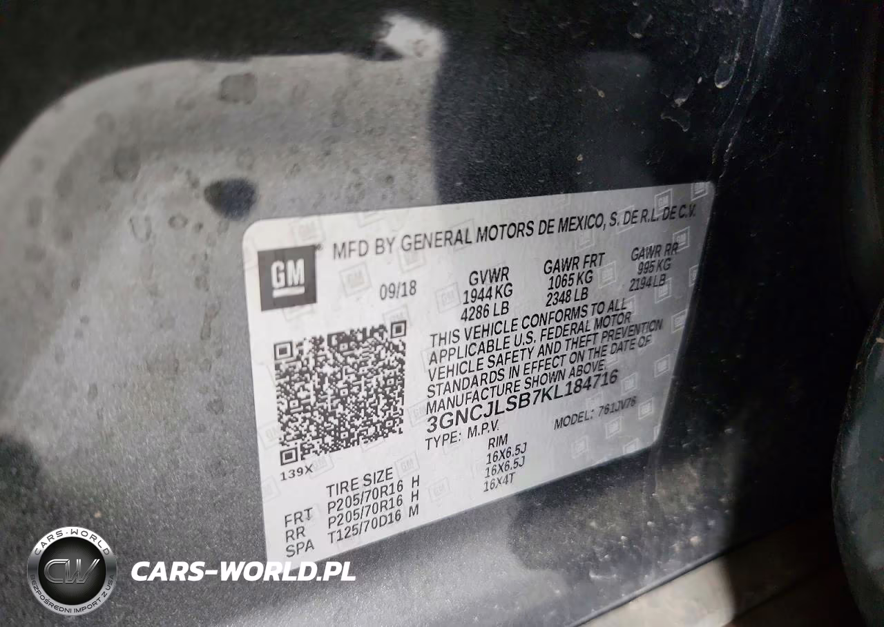 2019 Chevrolet Trax Lt VIN:3GNCJLSB7KL184716 - 13