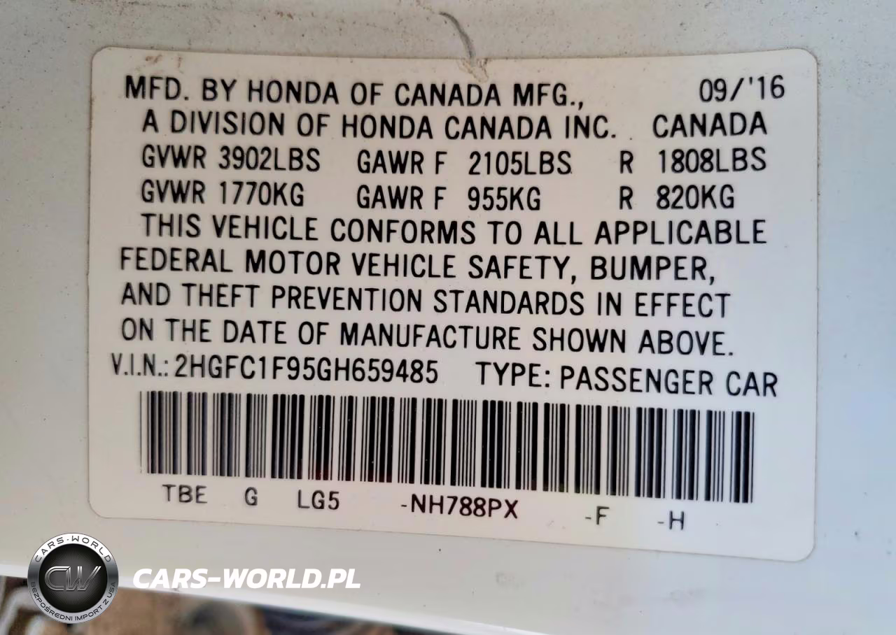 2016 Honda Civic Touring VIN:2HGFC1F95GH659485 - 12
