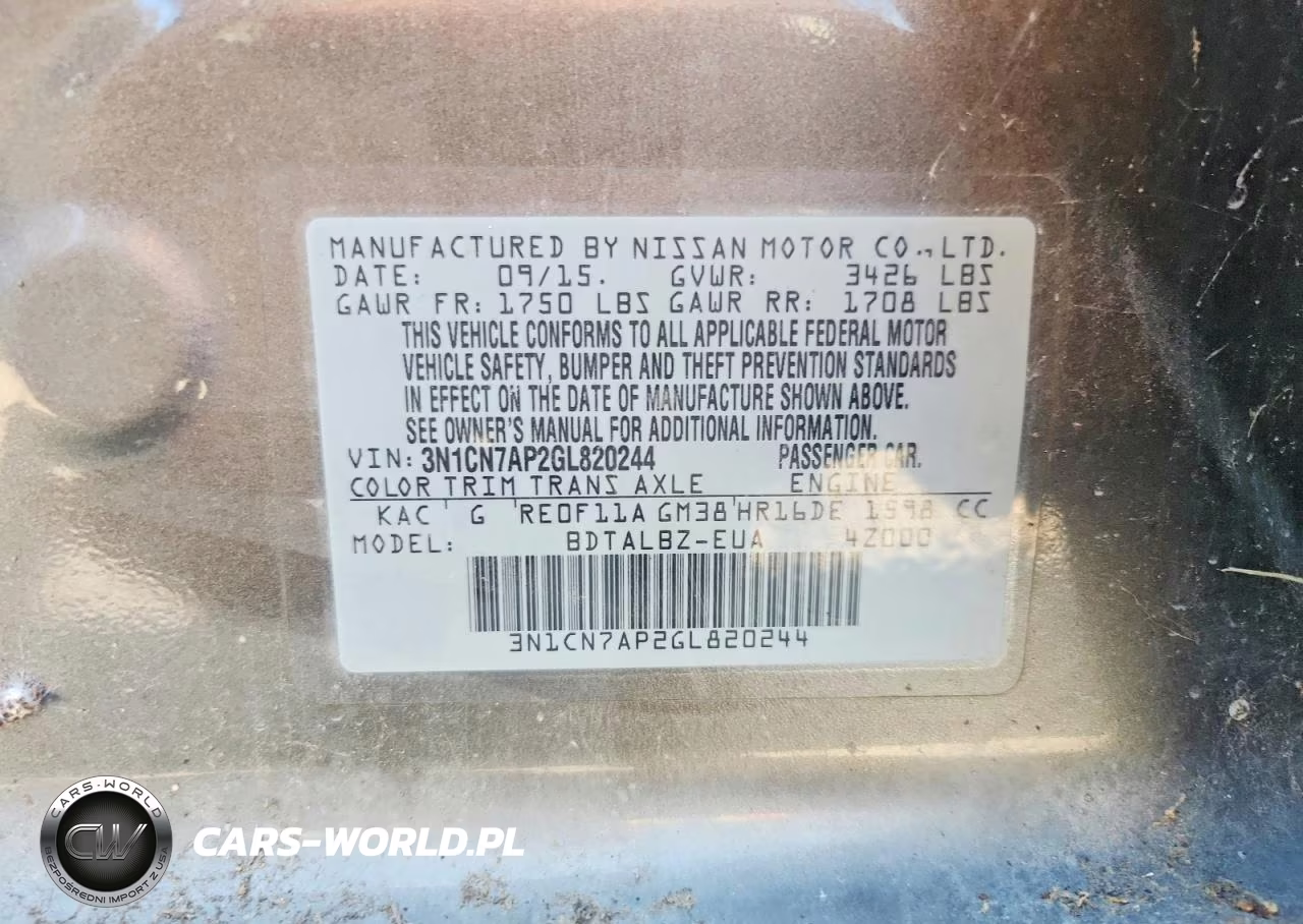 2016 Nissan Versa 1.6 Sv VIN:3N1CN7AP2GL820244 - 12