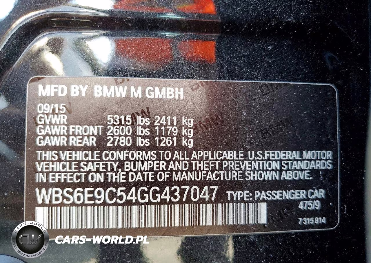 2016 BMW M6 Gran Coupe VIN:WBS6E9C54GG437047 - 12