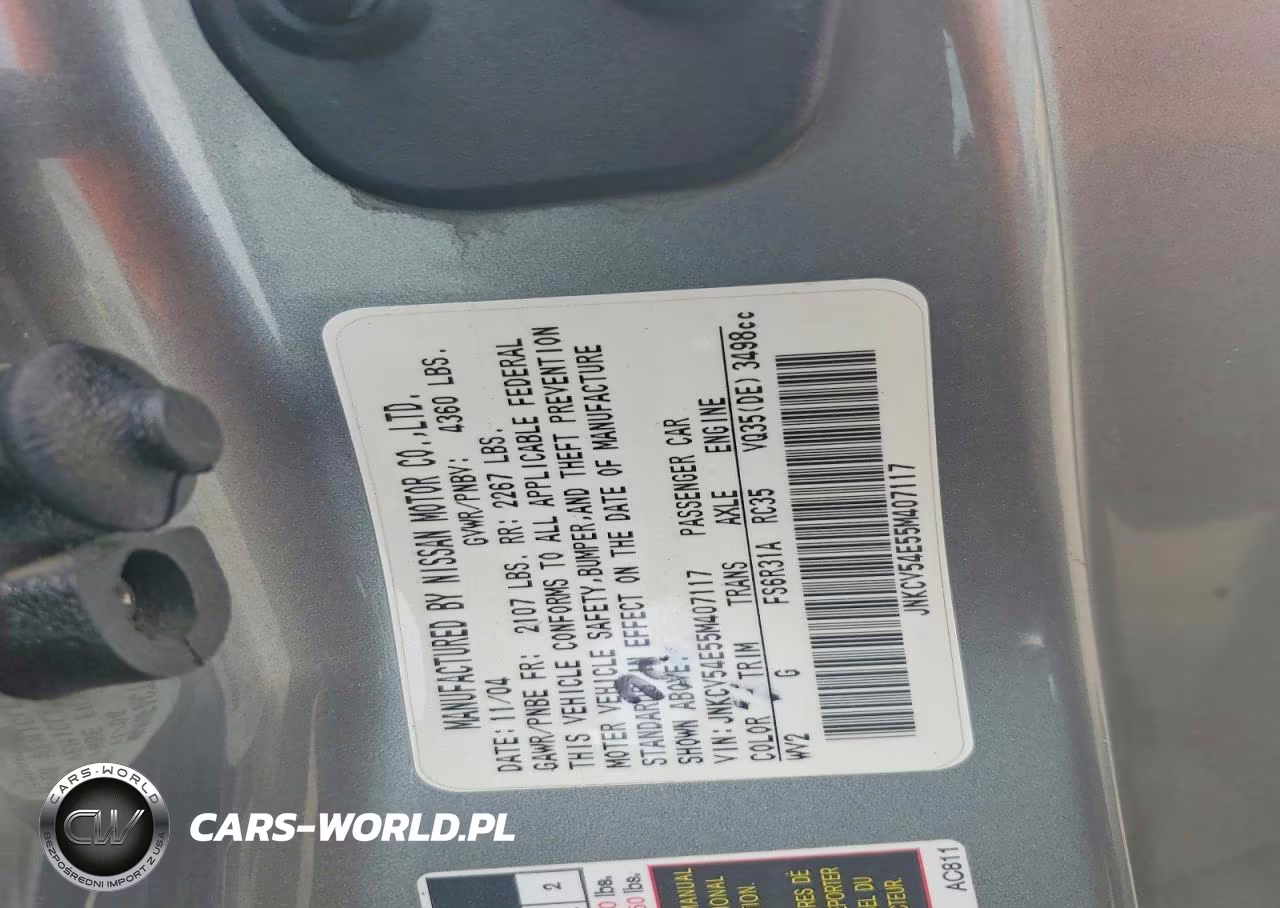 2005 Infiniti G35 Base VIN:JNKCV54E55M407117 - 13