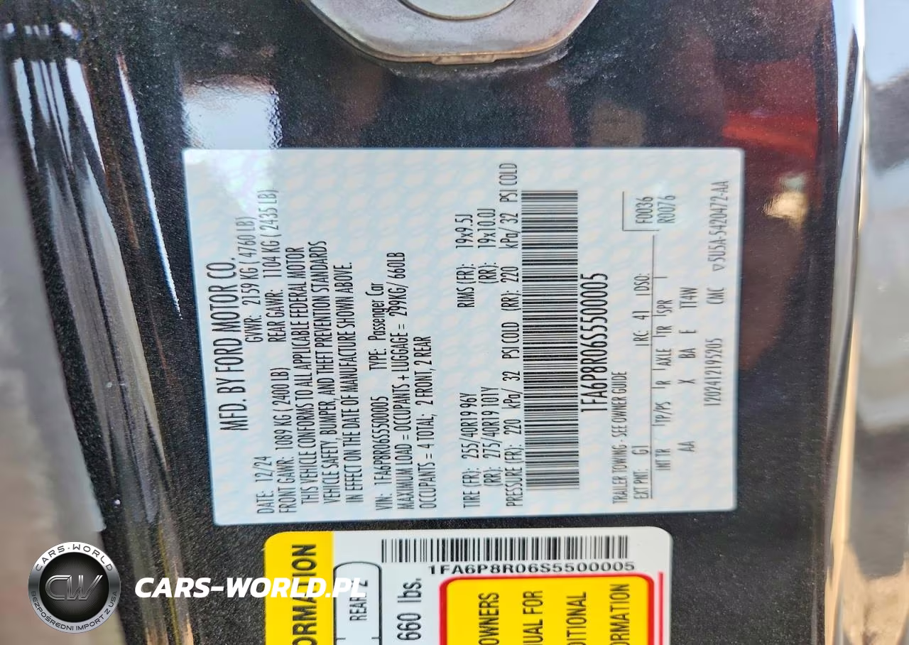 2025 Ford Mustang Dark Horse VIN:1FA6P8R06S5500005 - 12