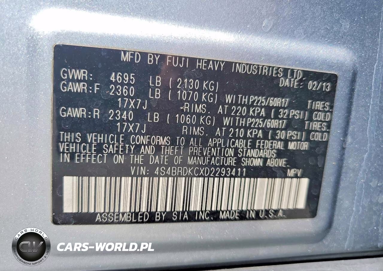 2013 Subaru Outback 3.6R Limited VIN:4S4BRDKCXD2293411 - 14