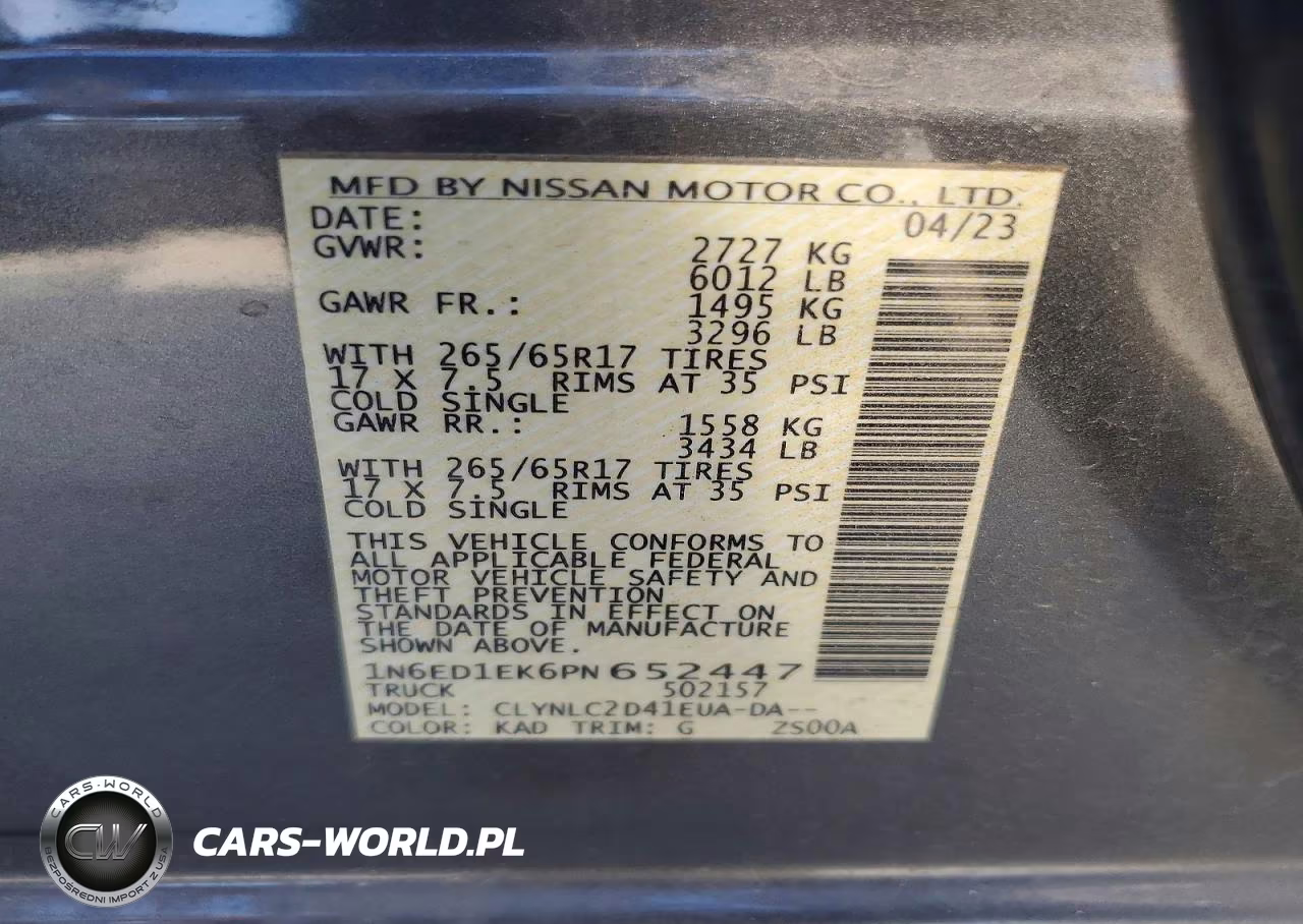2023 Nissan Frontier Sv VIN:1N6ED1EK6PN652447 - 12
