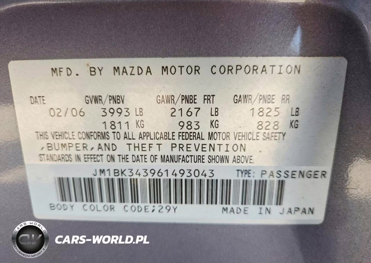 2006 Mazda 3 Hatchback VIN:JM1BK343961493043 - 12