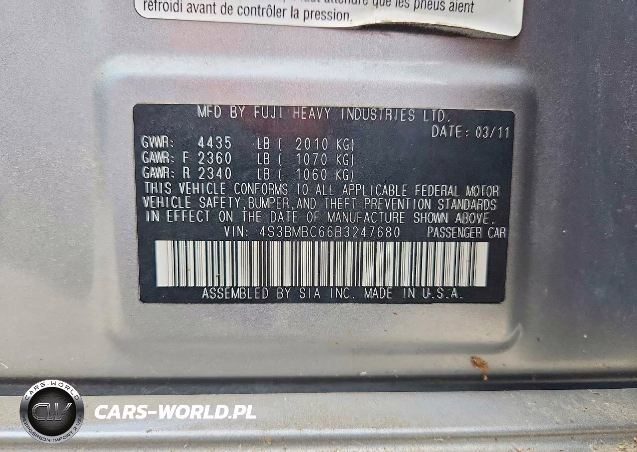 2012 Subaru Legacy 2.5I Premium VIN:4S3BMBC66B3247680 - 12