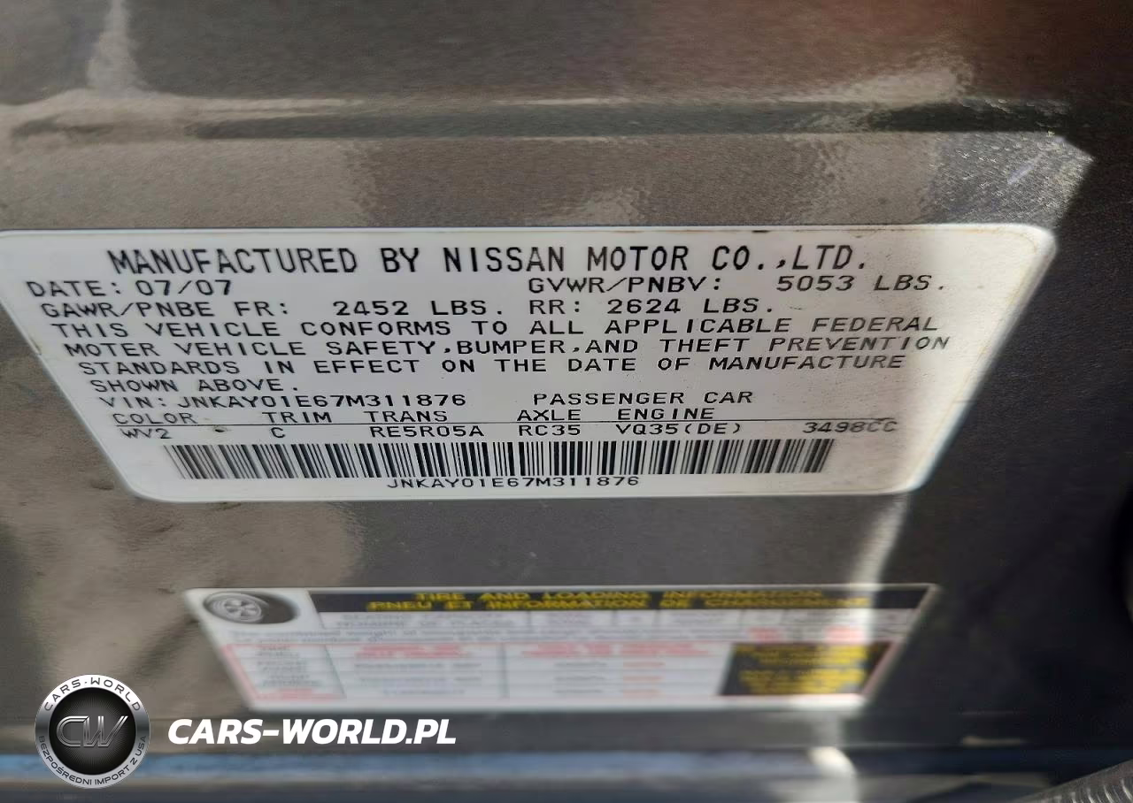 2007 Infiniti M35 Base VIN:JNKAY01E67M311876 - 12
