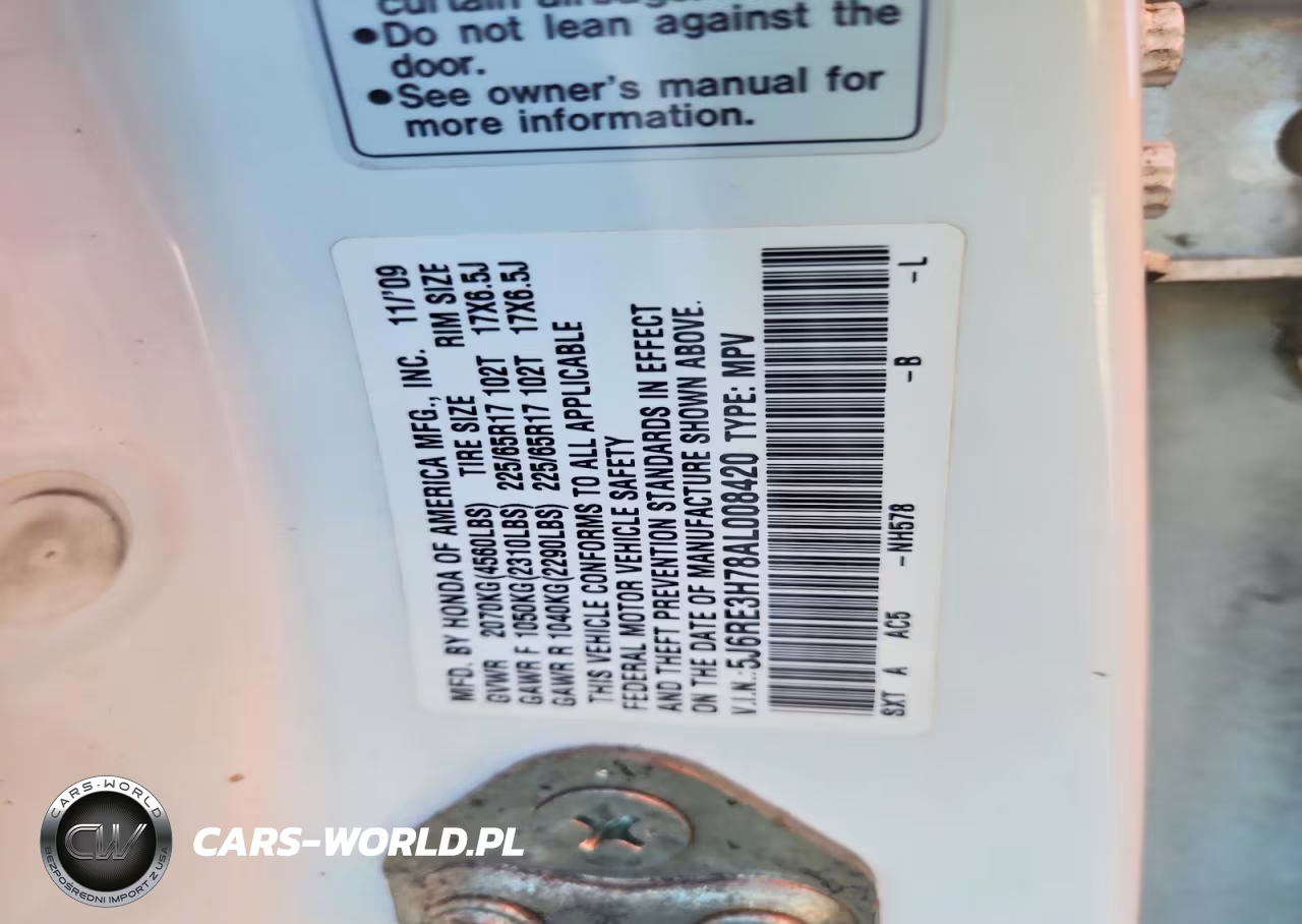 2010 Honda Cr-V Exl VIN:5J6RE3H78AL008420 - 12