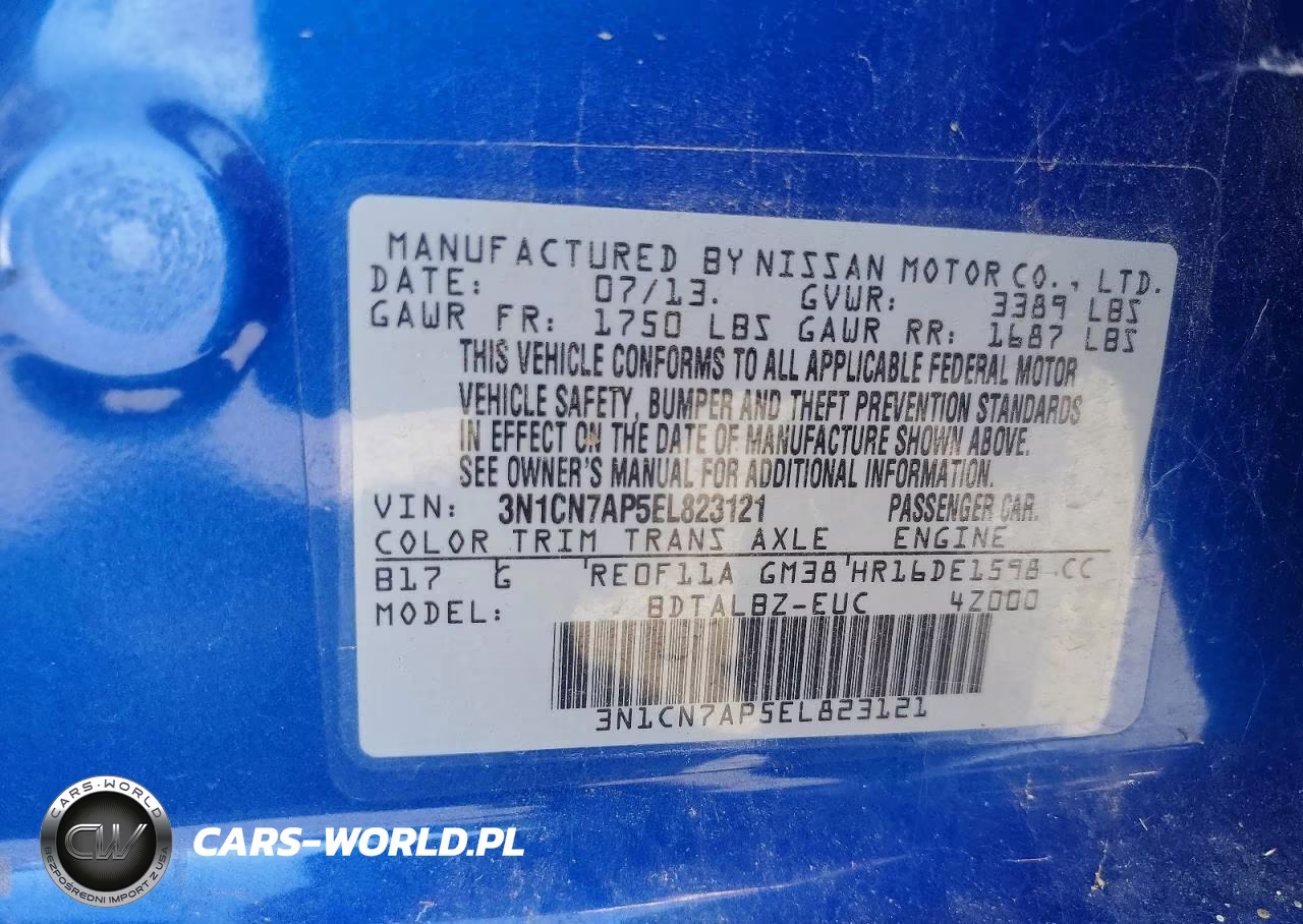 2014 Nissan Versa 1.6 S VIN:3N1CN7AP5EL823121 - 12