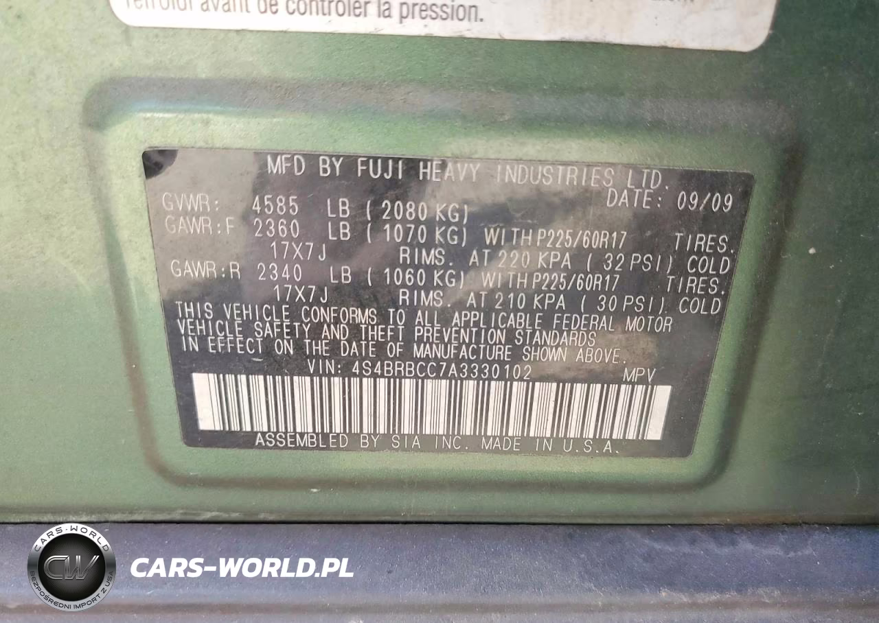 2010 Subaru Outback 2.5I Premium VIN:4S4BRBCC7A3330102 - 13