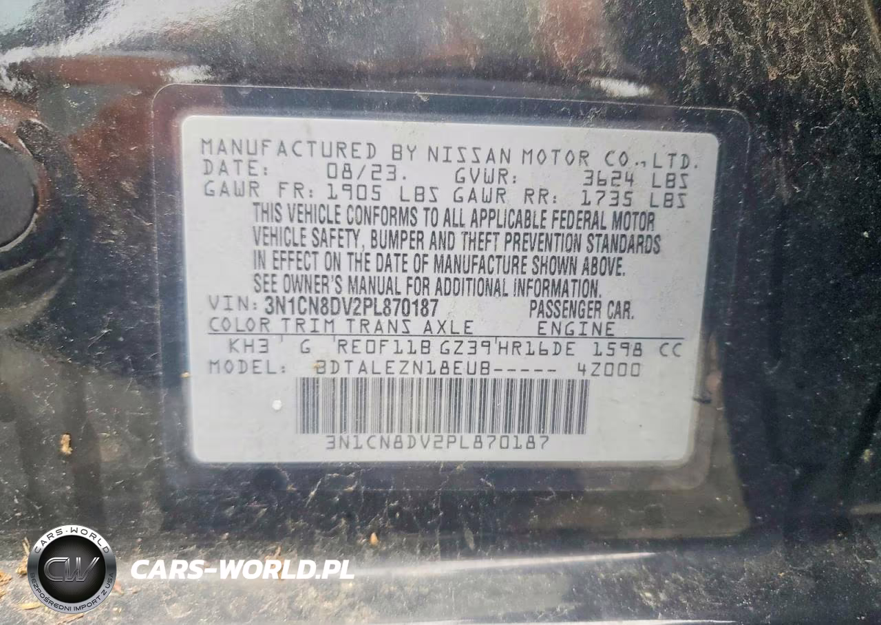 2023 Nissan Versa S VIN:3N1CN8DV2PL870187 - 12