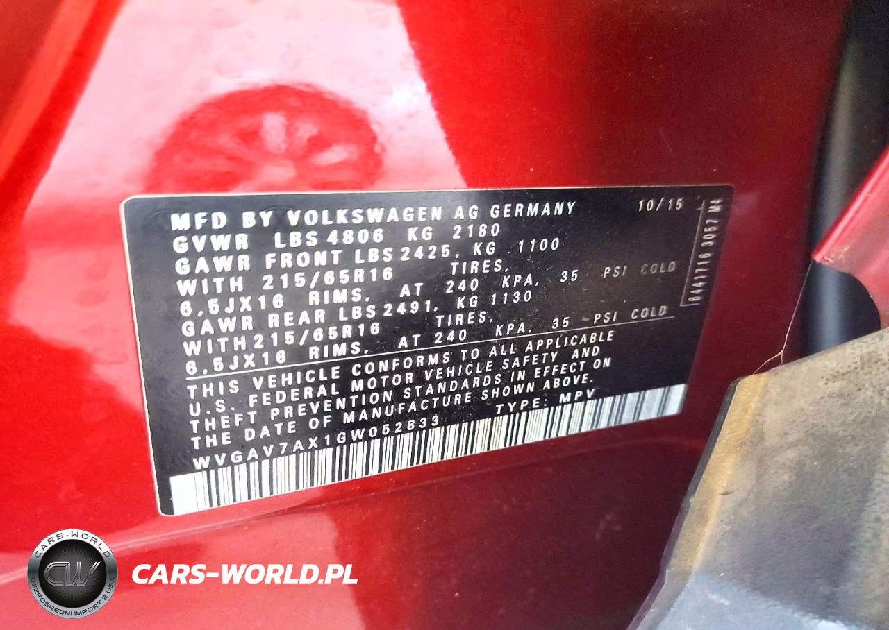2016 Volkswagen Tiguan S VIN:WVGAV7AX1GW052833 - 13