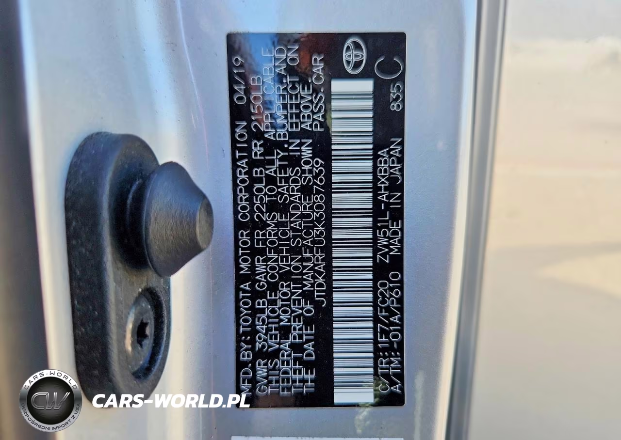 2019 Toyota Prius L Eco VIN:JTDKARFU3K3087639 - 12